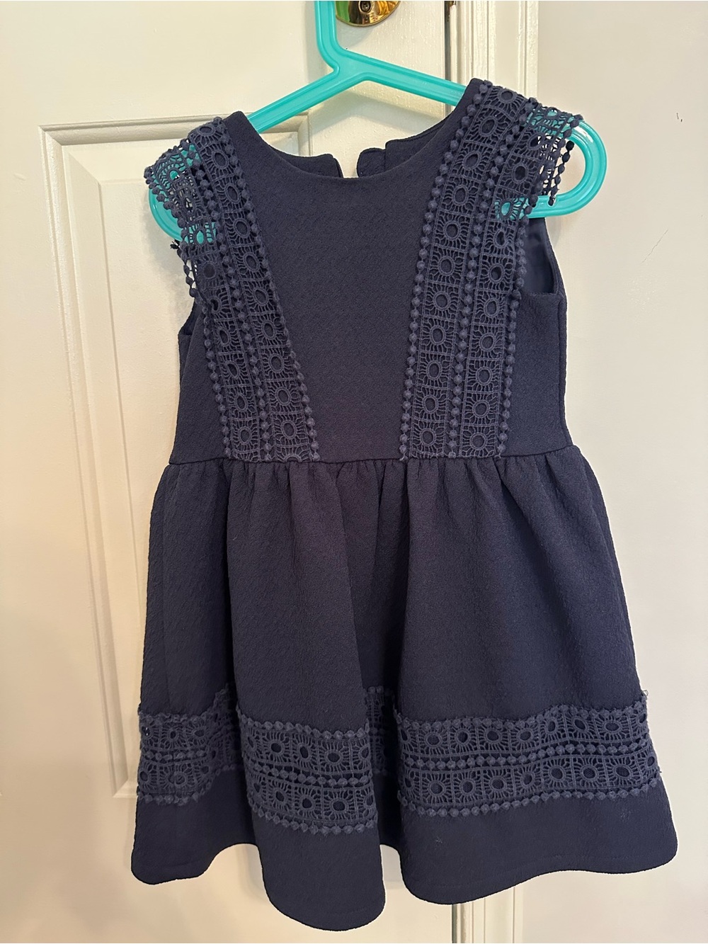 Navy Crochet-Trim Girls' Dress